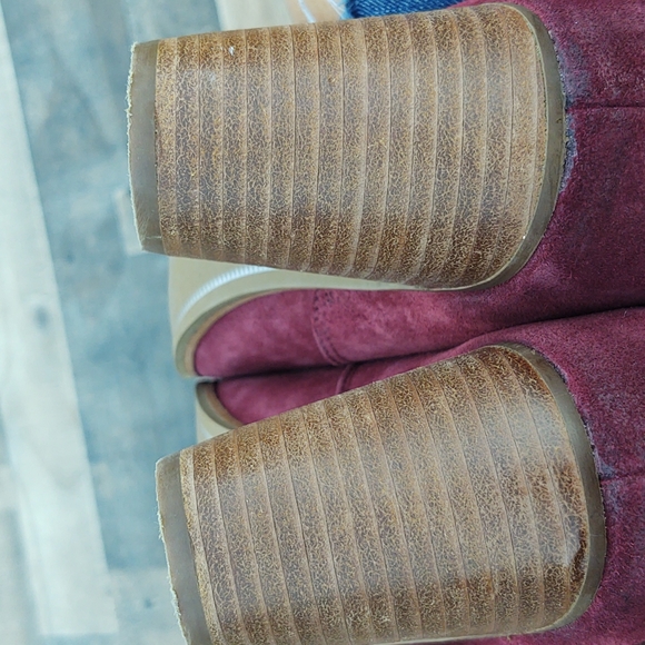 Toms Lunata Oxblood Burnished suede Block heel Bootie sz 9 EU 40 - Picture 12 of 15